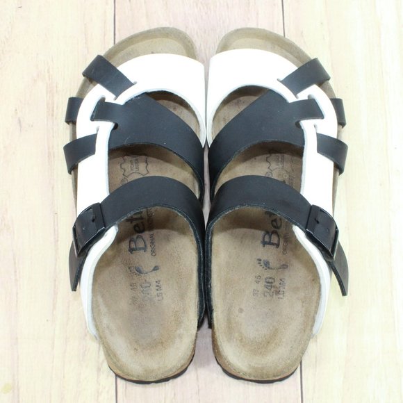 Betula by Birkenstock Black White Leather Open Toe Strappy Sandals Size M 4 L 6 - Picture 8 of 10